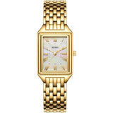 BUREI Women's Fashion Luxury Stainless Steel Watch Simple Quartz Waterproof Ladies Watch Three Hands Relogio Feminino (Gold and Rose Gold)