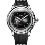 BUREI Automatic Dive Watch Sapphire Glass Wrist Watch Men's 500m Waterproof Watch with Rubber Strap,Luminous Hands and Markers