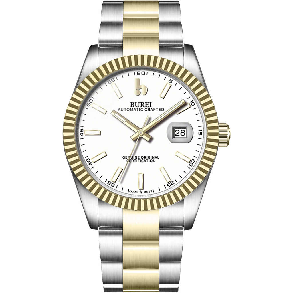 BUREI Men's Luxury Automatic Watch Fashion Waterproof Mechanical Watch, Adjustable Stainless Steel Two Tone Strap,Gift for Men
