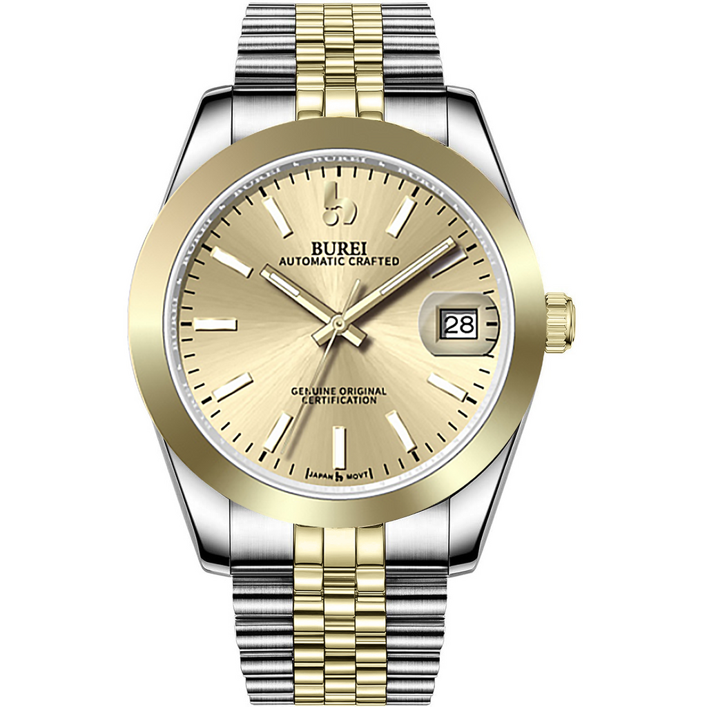 BUREI Men's Luxury Automatic Watch Fashion Waterproof Mechanical Watch, Adjustable Stainless Steel Two Tone Strap,Gift for Men