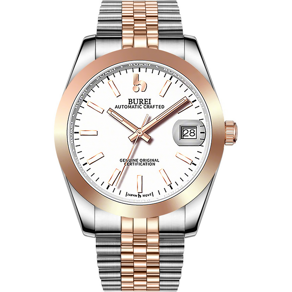 BUREI Men's Luxury Automatic Watch Fashion Waterproof Mechanical Watch, Adjustable Stainless Steel Two Tone Strap,Gift for Men