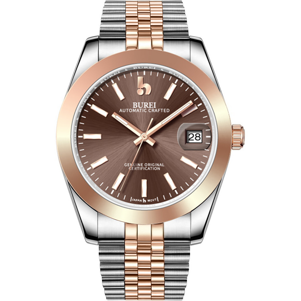 BUREI Men's Luxury Automatic Watch Fashion Waterproof Mechanical Watch, Adjustable Stainless Steel Two Tone Strap,Gift for Men
