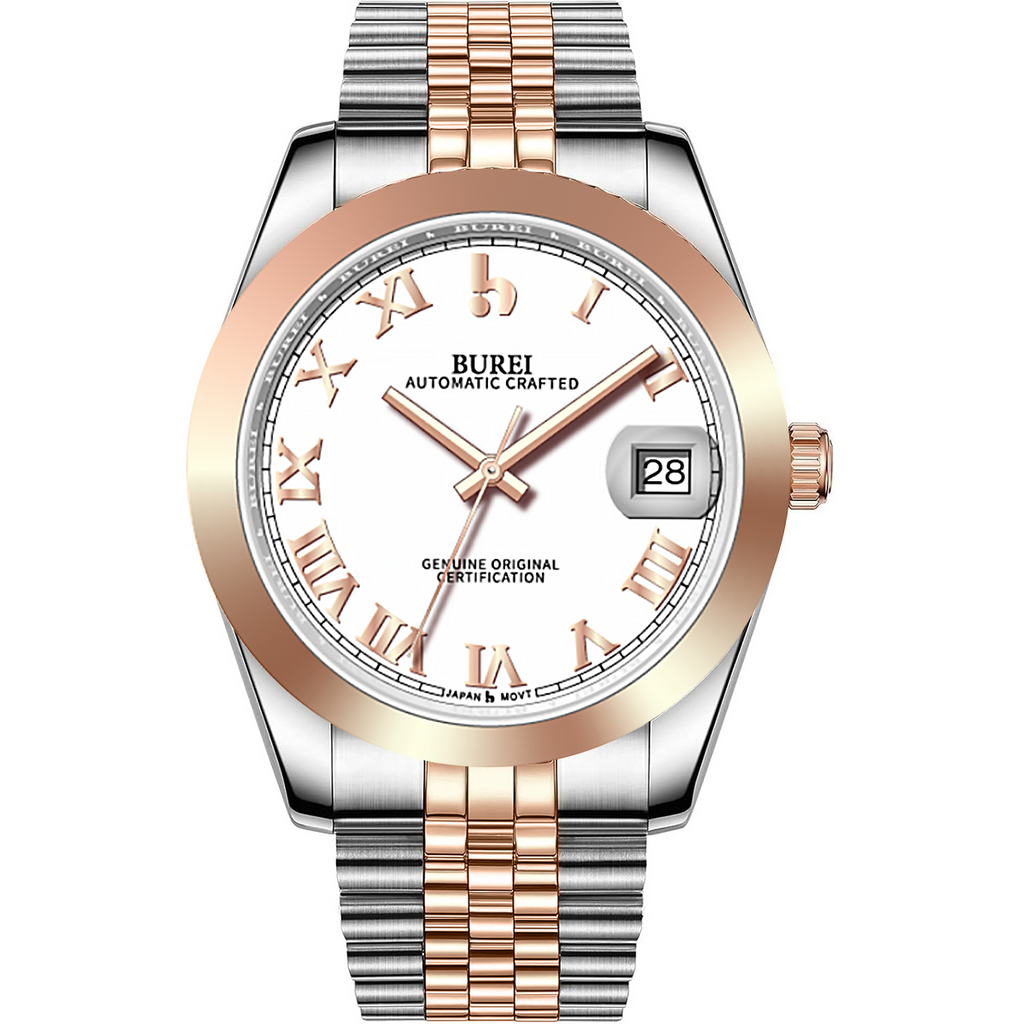 BUREI Men's Luxury Automatic Watch Fashion Waterproof Mechanical Watch, Adjustable Stainless Steel Two Tone Strap,Gift for Men