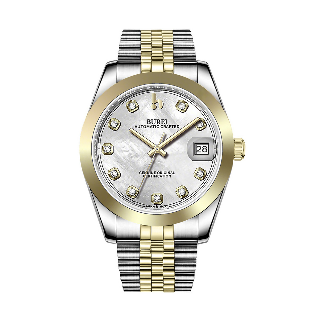 BUREI Men's Luxury Automatic Watch Fashion Waterproof Mechanical Watch, Adjustable Stainless Steel Two Tone Strap,Gift for Men