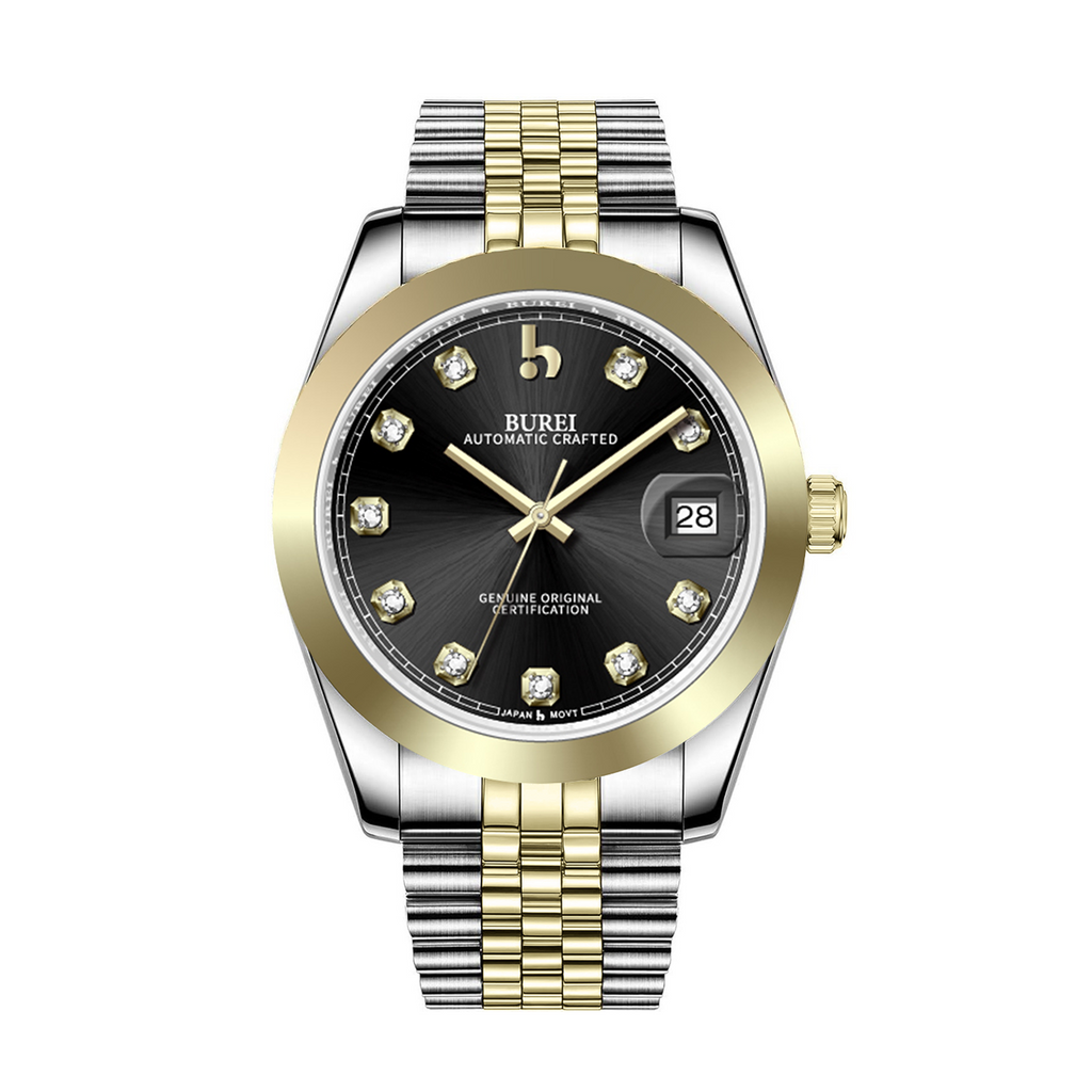BUREI Men's Luxury Automatic Watch Fashion Waterproof Mechanical Watch, Adjustable Stainless Steel Two Tone Strap,Gift for Men