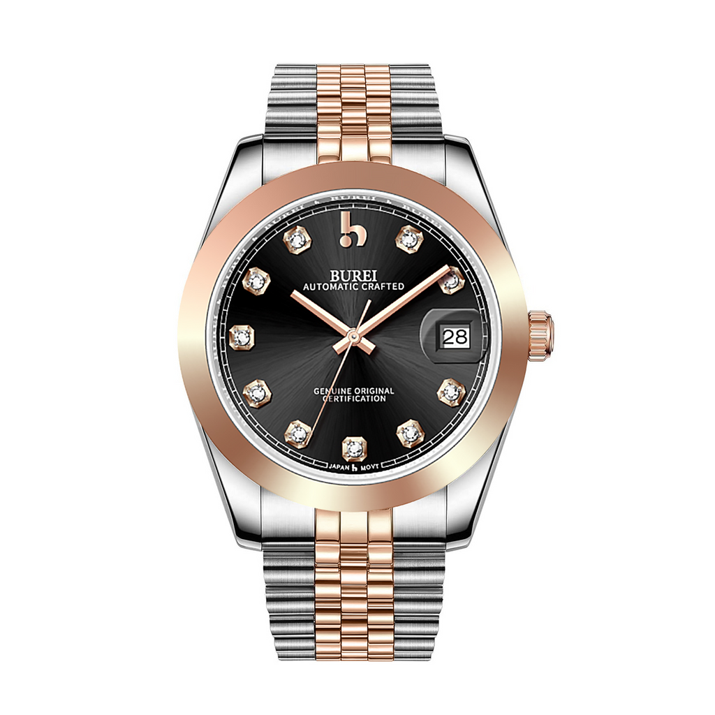 BUREI Men's Luxury Automatic Watch Fashion Waterproof Mechanical Watch, Adjustable Stainless Steel Two Tone Strap,Gift for Men