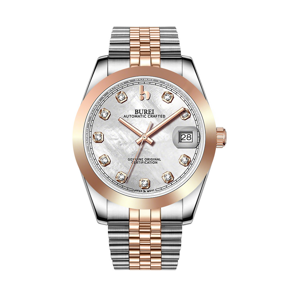 BUREI Men's Luxury Automatic Watch Fashion Waterproof Mechanical Watch, Adjustable Stainless Steel Two Tone Strap,Gift for Men
