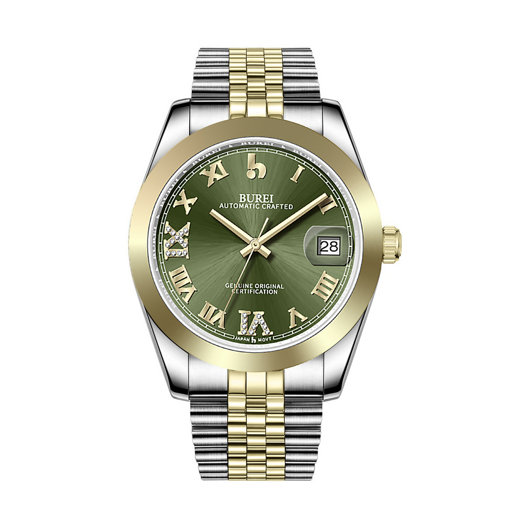 BUREI Men's Luxury Automatic Watch Fashion Waterproof Mechanical Watch, Adjustable Stainless Steel Two Tone Strap,Gift for Men