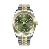 BUREI Men's Luxury Automatic Watch Fashion Waterproof Mechanical Watch, Adjustable Stainless Steel Two Tone Strap,Gift for Men