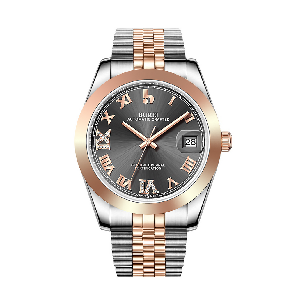 BUREI Men's Luxury Automatic Watch Fashion Waterproof Mechanical Watch, Adjustable Stainless Steel Two Tone Strap,Gift for Men