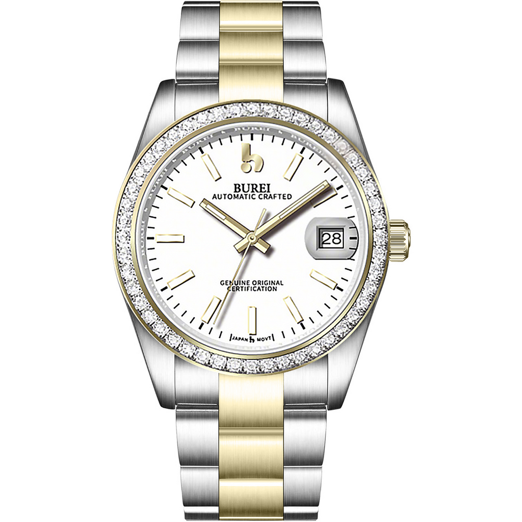 BUREI Men's Luxury Automatic Watch Fashion Waterproof Mechanical Watch, Adjustable Stainless Steel Two Tone Strap,Gift for Men