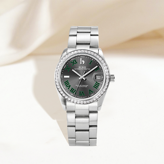 BUREI Luxury Automatic Watch 36mm, Fashion Waterproof Mechanical Watch, Adjustable Stainless Steel Two Tone Strap