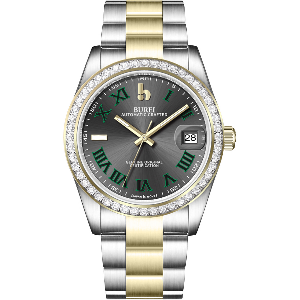 BUREI Men's Luxury Automatic Watch Fashion Waterproof Mechanical Watch, Adjustable Stainless Steel Two Tone Strap,Gift for Men