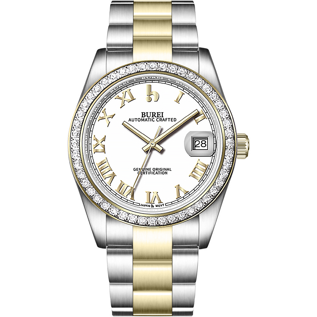 BUREI Men's Luxury Automatic Watch Fashion Waterproof Mechanical Watch, Adjustable Stainless Steel Two Tone Strap,Gift for Men