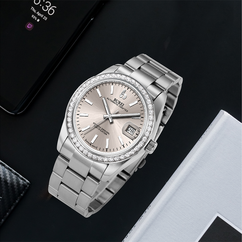 BUREI Men's Luxury Automatic Watch Fashion Waterproof Mechanical Watch, Adjustable Stainless Steel Two Tone Strap,Gift for Men