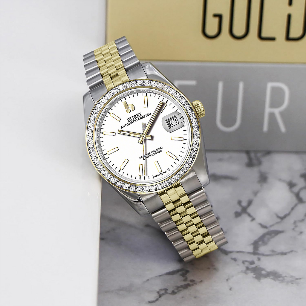BUREI Men's Luxury Automatic Watch Fashion Waterproof Mechanical Watch, Adjustable Stainless Steel Two Tone Strap,Gift for Men