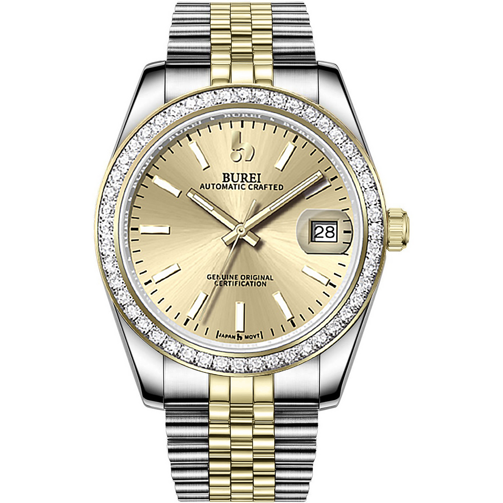 BUREI Men's Luxury Automatic Watch Fashion Waterproof Mechanical Watch, Adjustable Stainless Steel Two Tone Strap,Gift for Men
