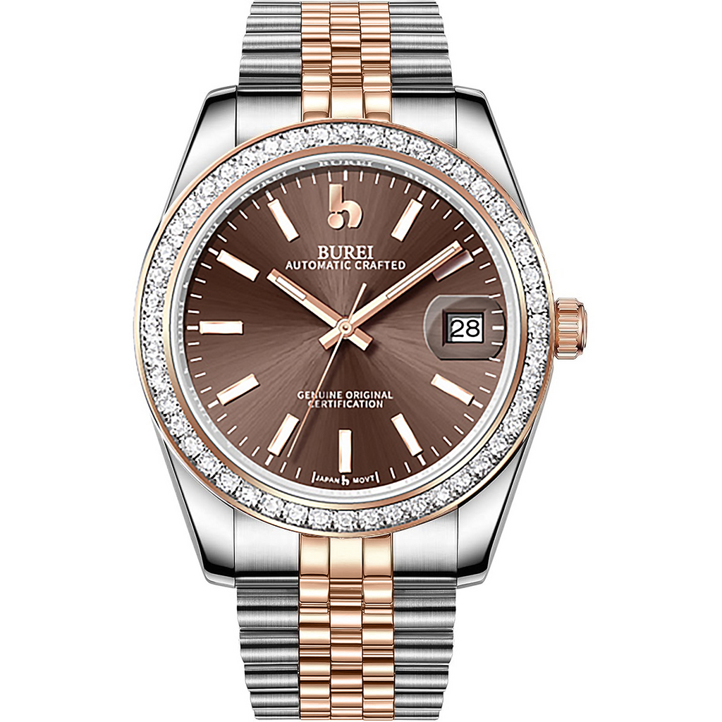 BUREI Men's Luxury Automatic Watch Fashion Waterproof Mechanical Watch, Adjustable Stainless Steel Two Tone Strap,Gift for Men