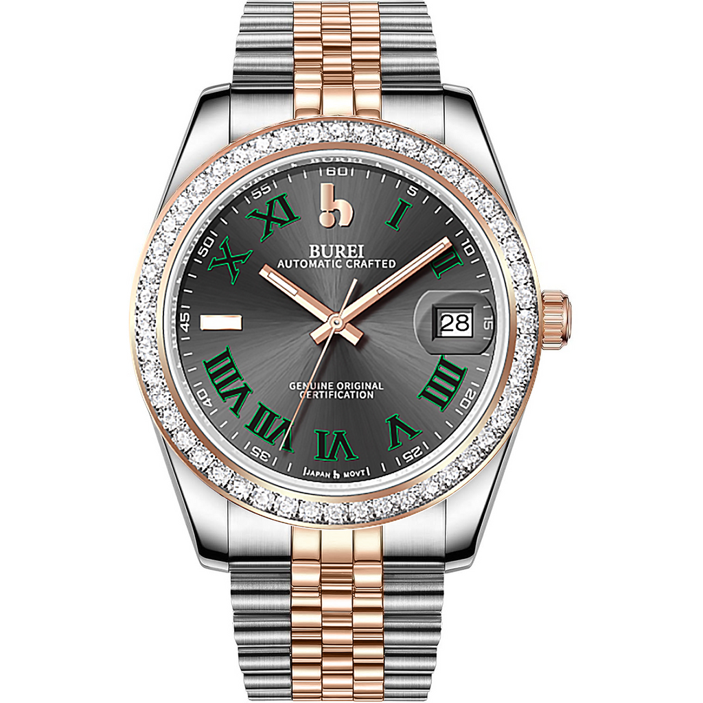 BUREI Men's Luxury Automatic Watch Fashion Waterproof Mechanical Watch, Adjustable Stainless Steel Two Tone Strap,Gift for Men