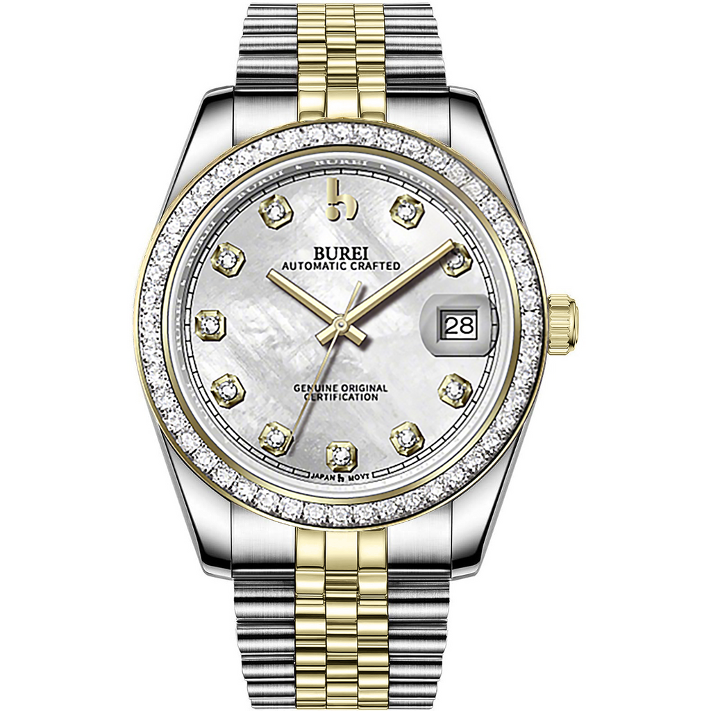 BUREI Men's Luxury Automatic Watch Fashion Waterproof Mechanical Watch, Adjustable Stainless Steel Two Tone Strap,Gift for Men