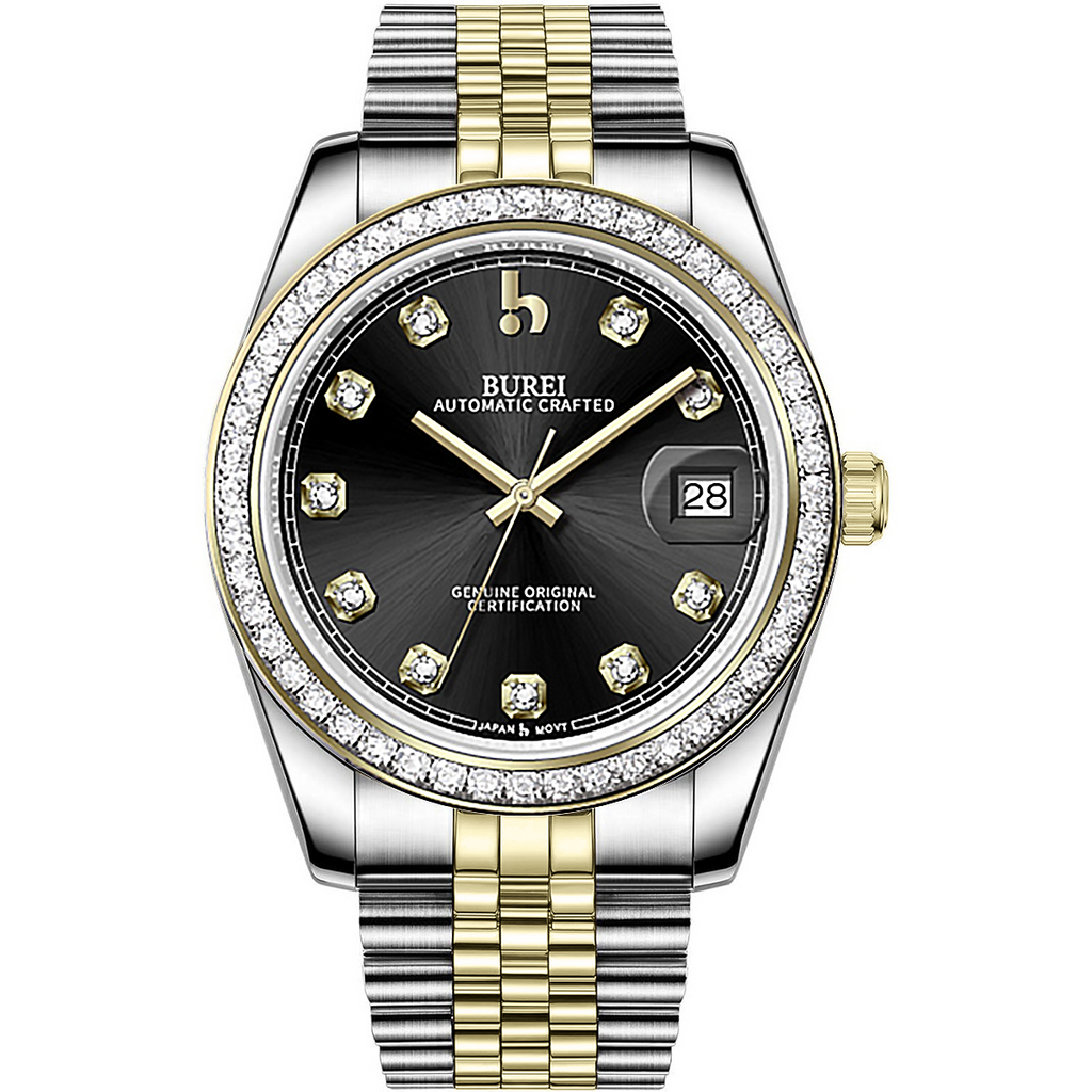BUREI Men's Luxury Automatic Watch Fashion Waterproof Mechanical Watch, Adjustable Stainless Steel Two Tone Strap,Gift for Men