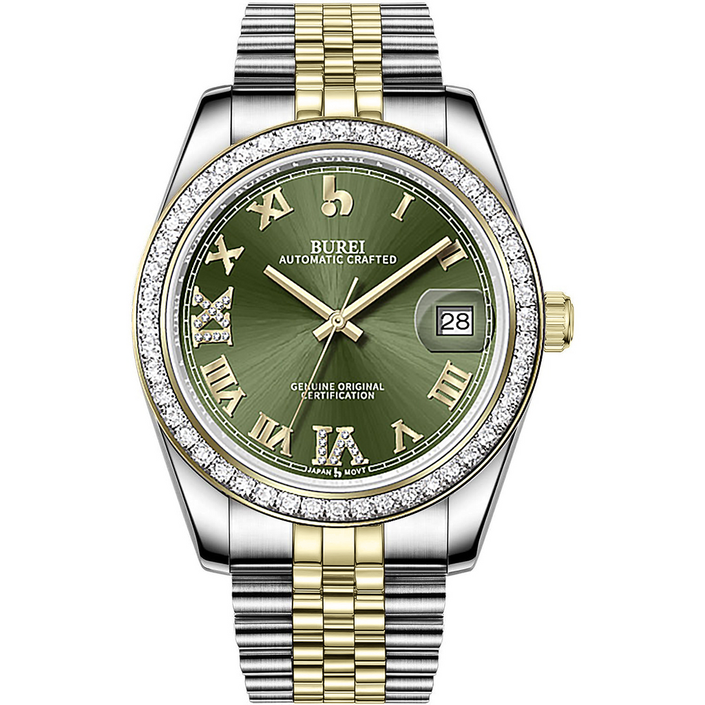 BUREI Men's Luxury Automatic Watch Fashion Waterproof Mechanical Watch, Adjustable Stainless Steel Two Tone Strap,Gift for Men