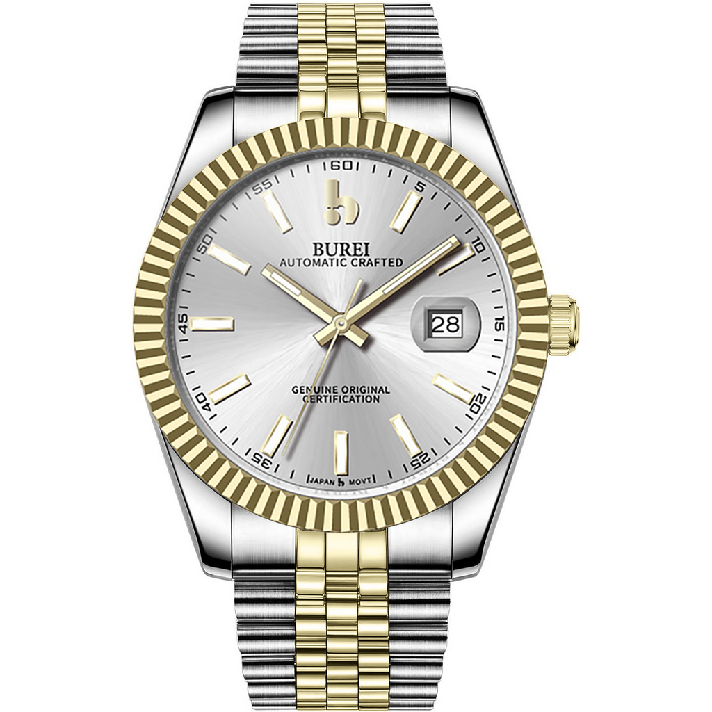 BUREI Men's Luxury Automatic Watch Fashion Waterproof Mechanical Watch, Adjustable Stainless Steel Two Tone Strap,Gift for Men