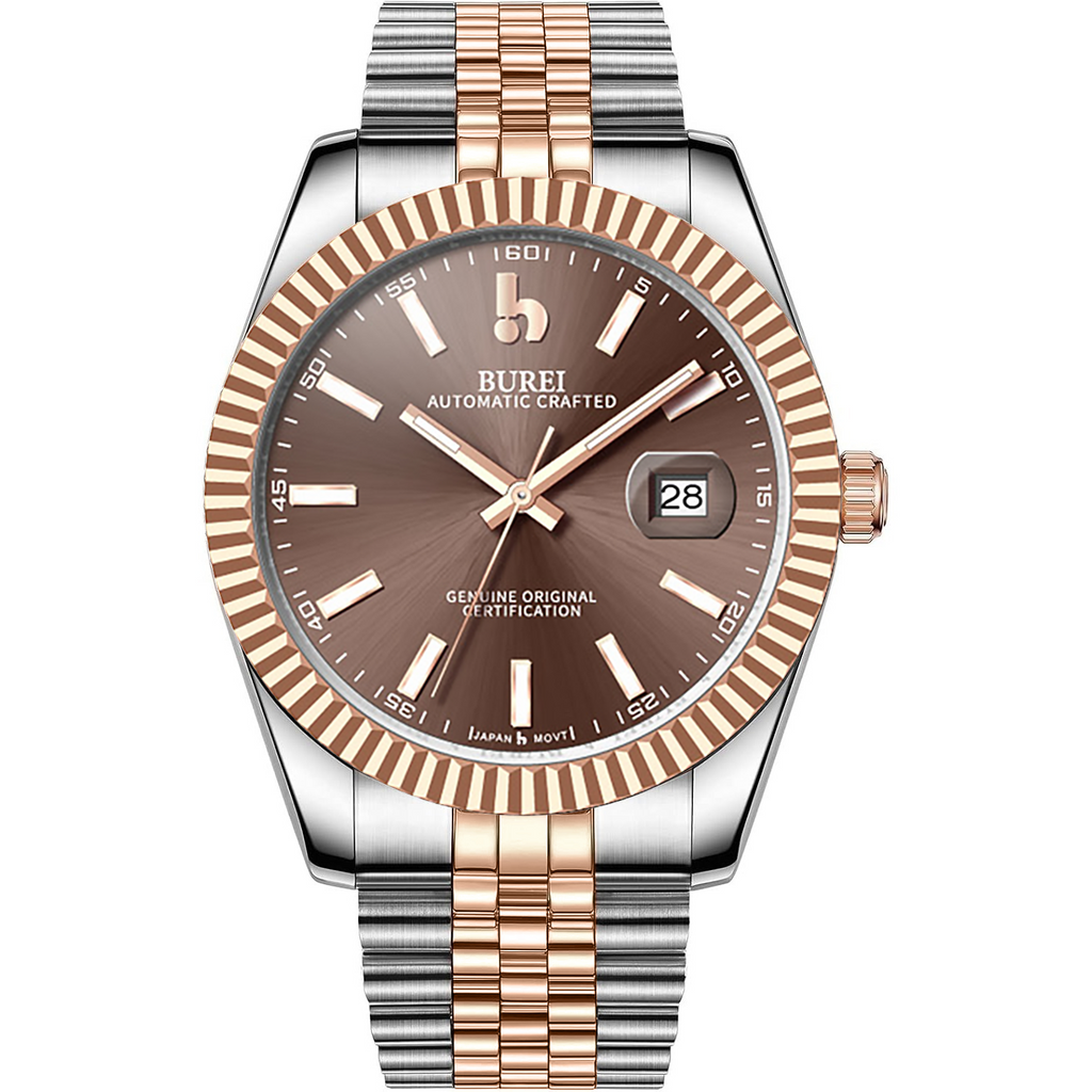 BUREI Men's Luxury Automatic Watch Fashion Waterproof Mechanical Watch, Adjustable Stainless Steel Two Tone Strap,Gift for Men