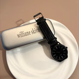 williane skiva Men's Fashion Minimalist Wrist Watch Analog Black leather strap