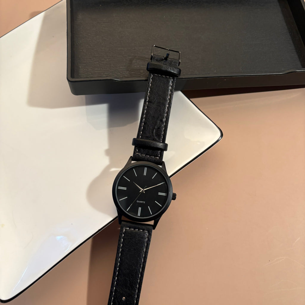 williane skiva Men's Fashion Minimalist Wrist Watch Analog Black leather strap