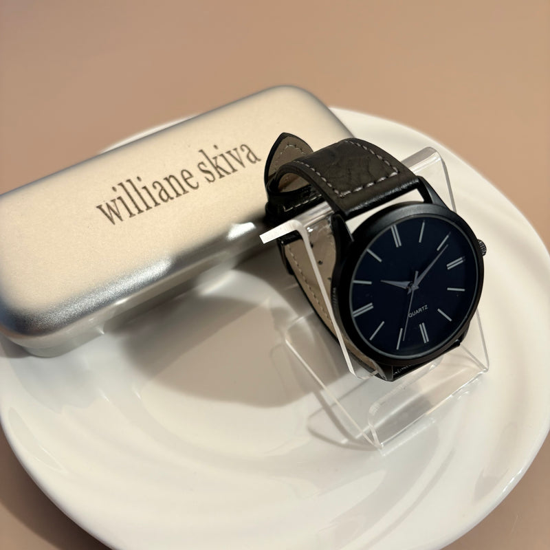 williane skiva Men's Fashion Minimalist Wrist Watch Analog Black leather strap