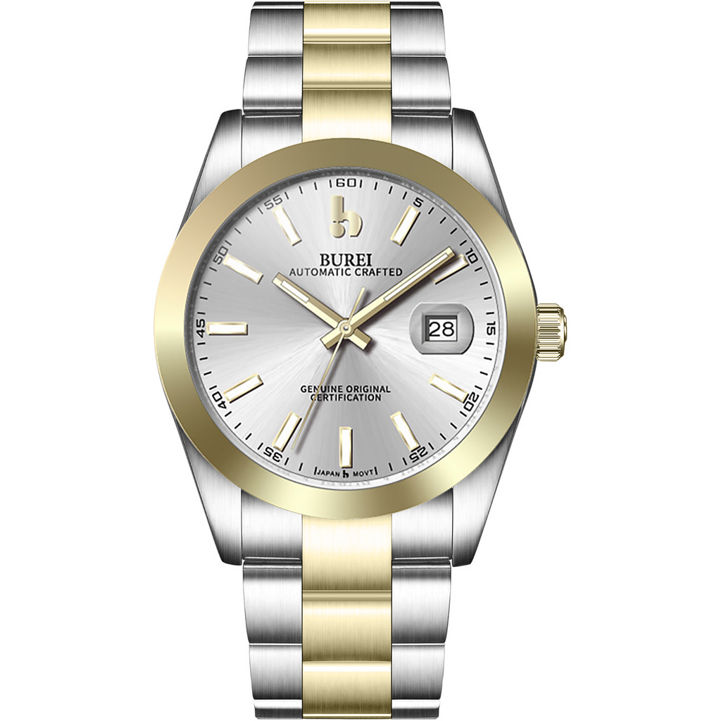 BUREI Men's Luxury Automatic Watch Fashion Waterproof Mechanical Watch, Adjustable Stainless Steel Two Tone Strap,Gift for Men