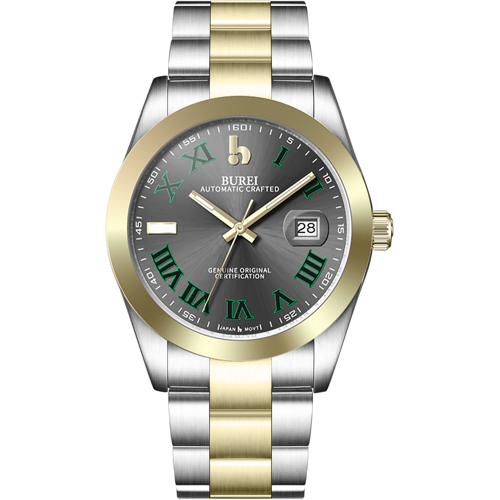 BUREI Men's Luxury Automatic Watch Fashion Waterproof Mechanical Watch, Adjustable Stainless Steel Two Tone Strap,Gift for Men