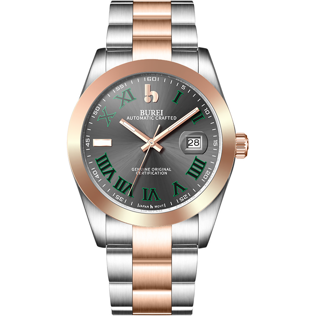 BUREI Men's Luxury Automatic Watch Fashion Waterproof Mechanical Watch, Adjustable Stainless Steel Two Tone Strap,Gift for Men