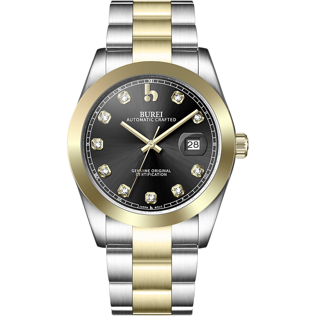 BUREI Men's Luxury Automatic Watch Fashion Waterproof Mechanical Watch, Adjustable Stainless Steel Two Tone Strap,Gift for Men