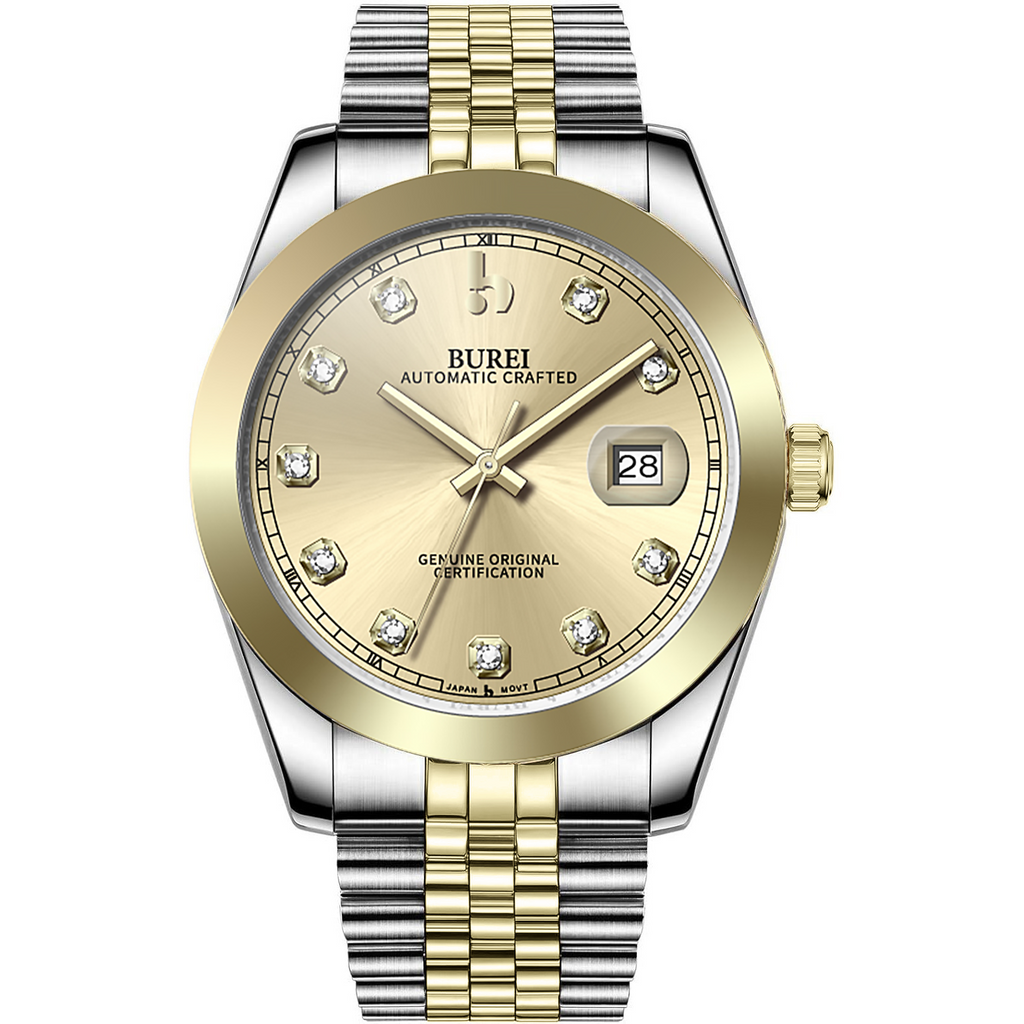 BUREI Men's Luxury Automatic Watch Fashion Waterproof Mechanical Watch, Adjustable Stainless Steel Two Tone Strap,Gift for Men