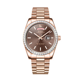 BUREI Mens Luxury Analog Quartz Watches Black Dial Date Display Sapphire Crystal Lens with Two Tones Stainless Steel Band