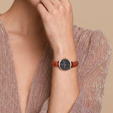BUREI Women's Black Leather Strap Watch Fashion Simple Analog Quartz Waterproof Watches for Women Three Hands,Gift for her