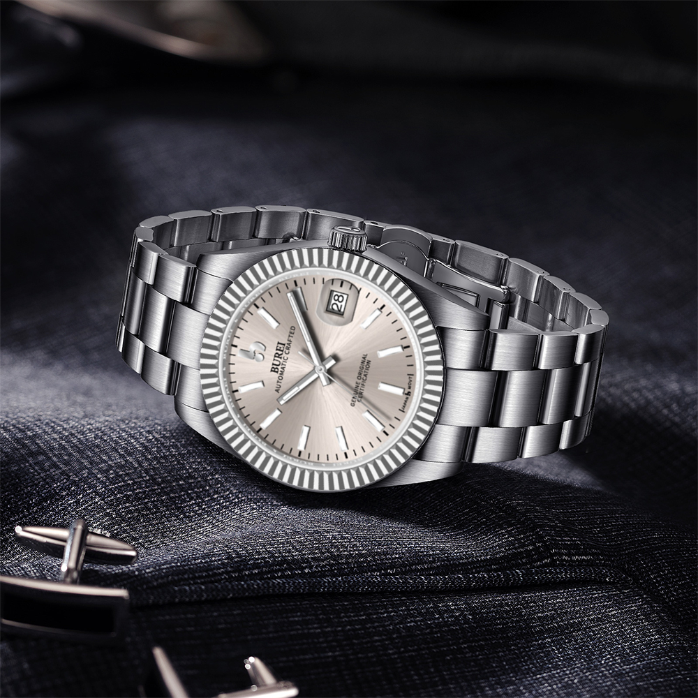 BUREI Men's Luxury Automatic Watch Fashion Waterproof Mechanical Watch, Adjustable Stainless Steel Two Tone Strap,Gift for Men