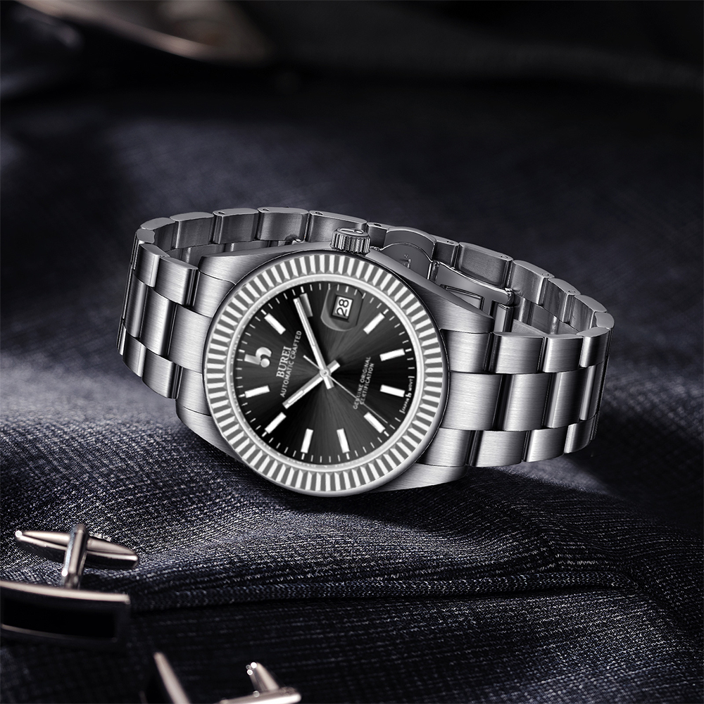 BUREI Men's Luxury Automatic Watch Fashion Waterproof Mechanical Watch, Adjustable Stainless Steel Two Tone Strap,Gift for Men