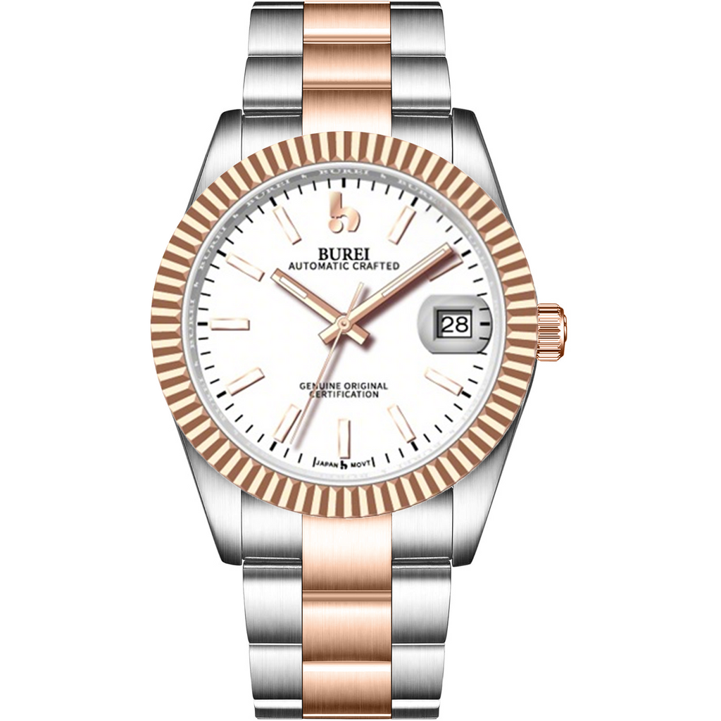 BUREI Men's Luxury Automatic Watch Fashion Waterproof Mechanical Watch, Adjustable Stainless Steel Two Tone Strap,Gift for Men