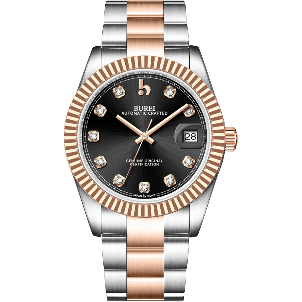BUREI Men's Luxury Automatic Watch Fashion Waterproof Mechanical Watch, Adjustable Stainless Steel Two Tone Strap,Gift for Men