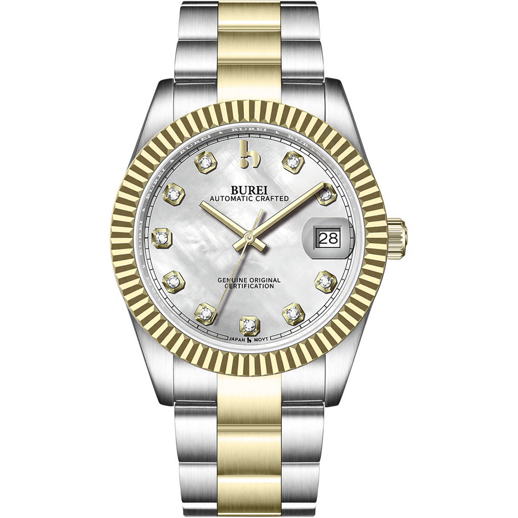 BUREI Men's Luxury Automatic Watch Fashion Waterproof Mechanical Watch, Adjustable Stainless Steel Two Tone Strap,Gift for Men