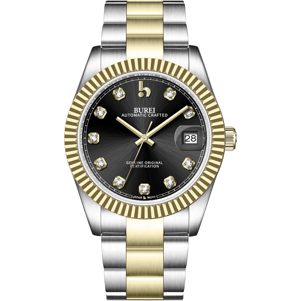 BUREI Men's Luxury Automatic Watch Fashion Waterproof Mechanical Watch, Adjustable Stainless Steel Two Tone Strap,Gift for Men