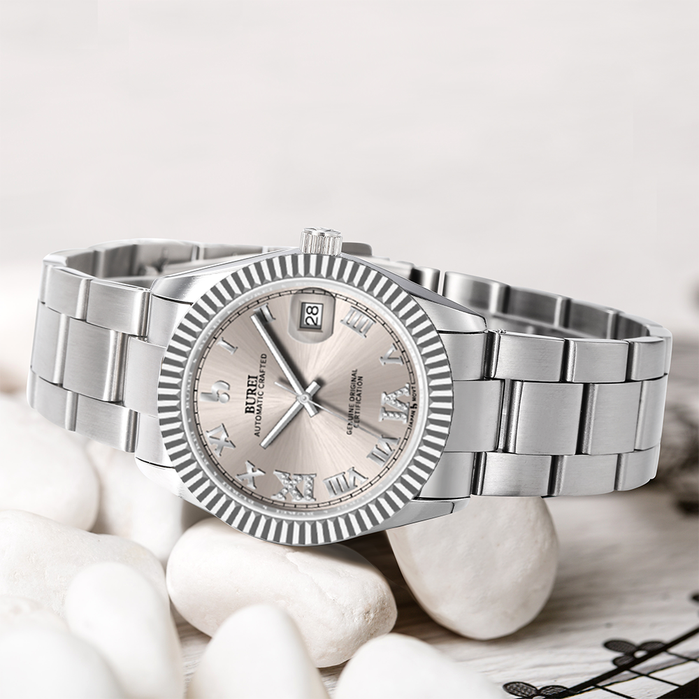 BUREI Men's Luxury Automatic Watch Fashion Waterproof Mechanical Watch, Adjustable Stainless Steel Two Tone Strap,Gift for Men