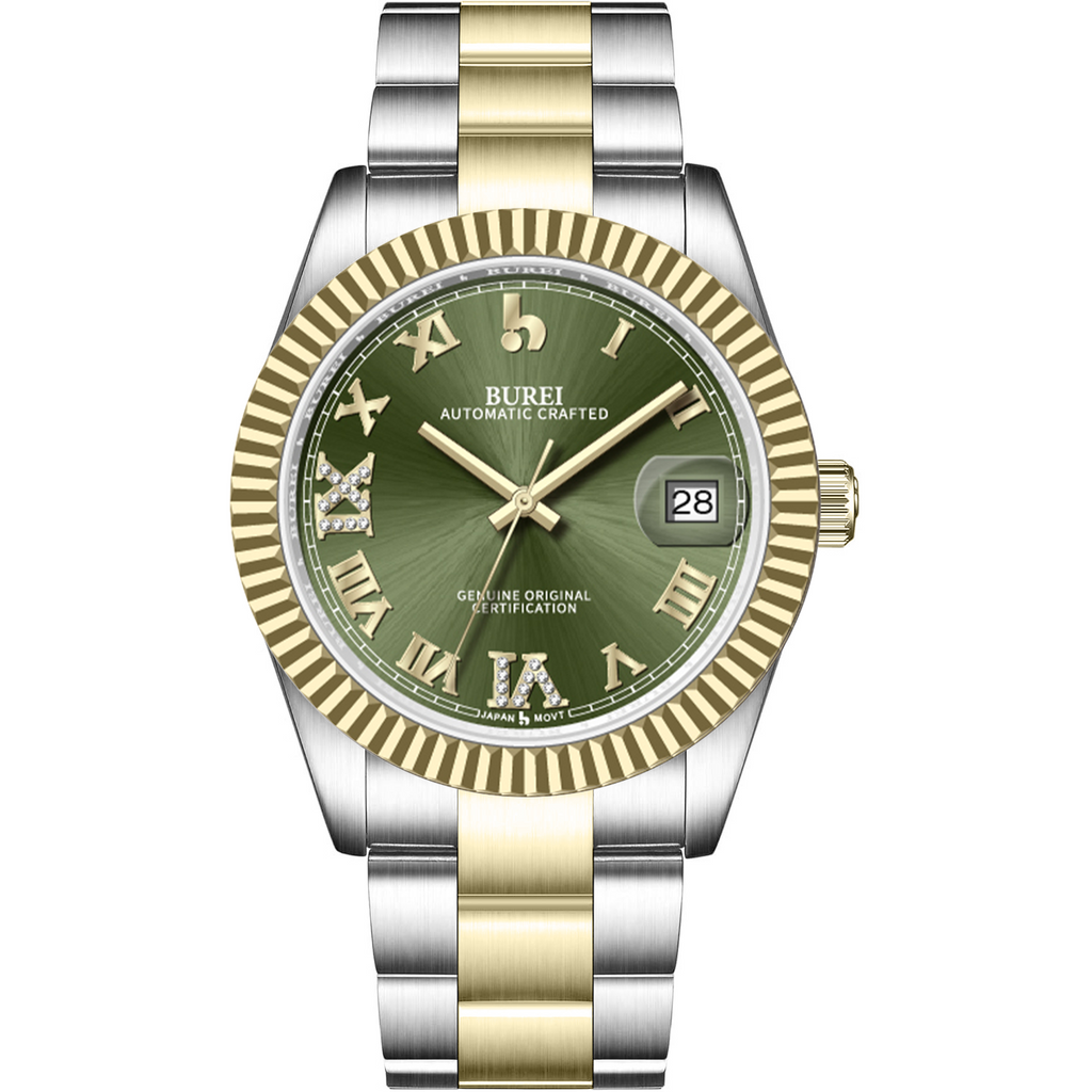 BUREI Men's Luxury Automatic Watch Fashion Waterproof Mechanical Watch, Adjustable Stainless Steel Two Tone Strap,Gift for Men