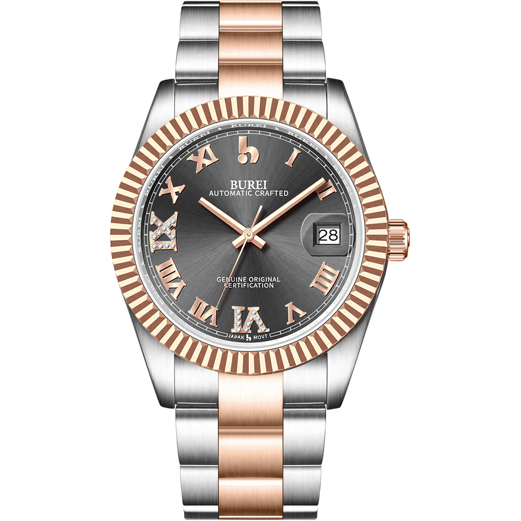 BUREI Men's Luxury Automatic Watch Fashion Waterproof Mechanical Watch, Adjustable Stainless Steel Two Tone Strap,Gift for Men