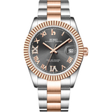 BUREI Men's Luxury Automatic Watch Fashion Waterproof Mechanical Watch, Adjustable Stainless Steel Two Tone Strap,Gift for Men