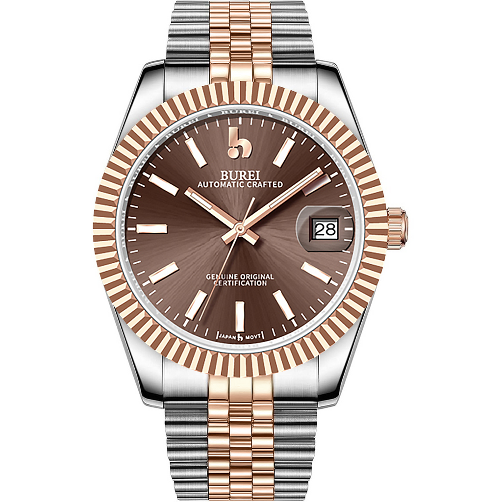 BUREI Men's Luxury Automatic Watch Fashion Waterproof Mechanical Watch, Adjustable Stainless Steel Two Tone Strap,Gift for Men