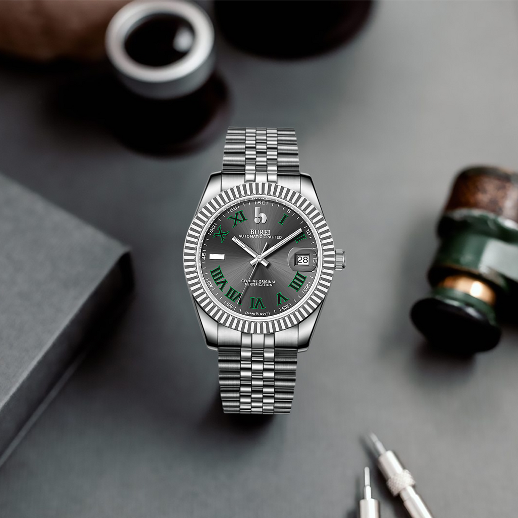 BUREI Men's Luxury Automatic Watch Fashion Waterproof Mechanical Watch, Adjustable Stainless Steel Two Tone Strap,Gift for Men